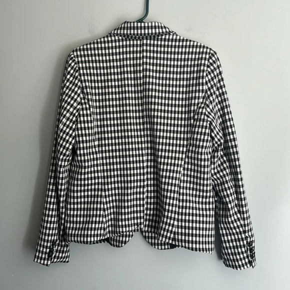 Anthropologie Maison d'Amelie Paris Black & White Gingham Checked Blazer Sz L - Picture 8 of 8